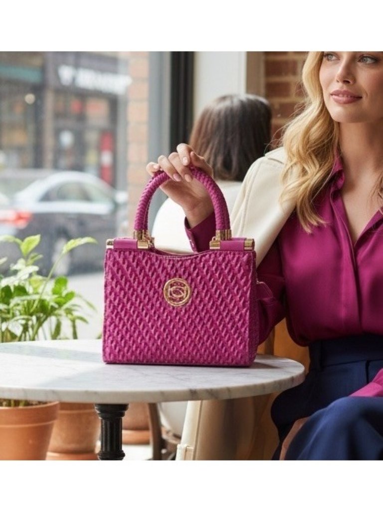 Bebe Erika Mini Shopper Fuchsia Pink Satchel Top Handle Gold Bag Y2k Nwt